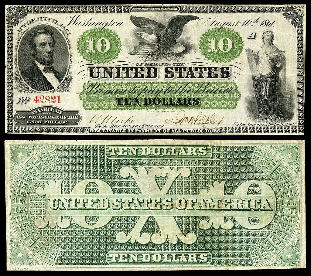 $10 Demand Notes in 1861